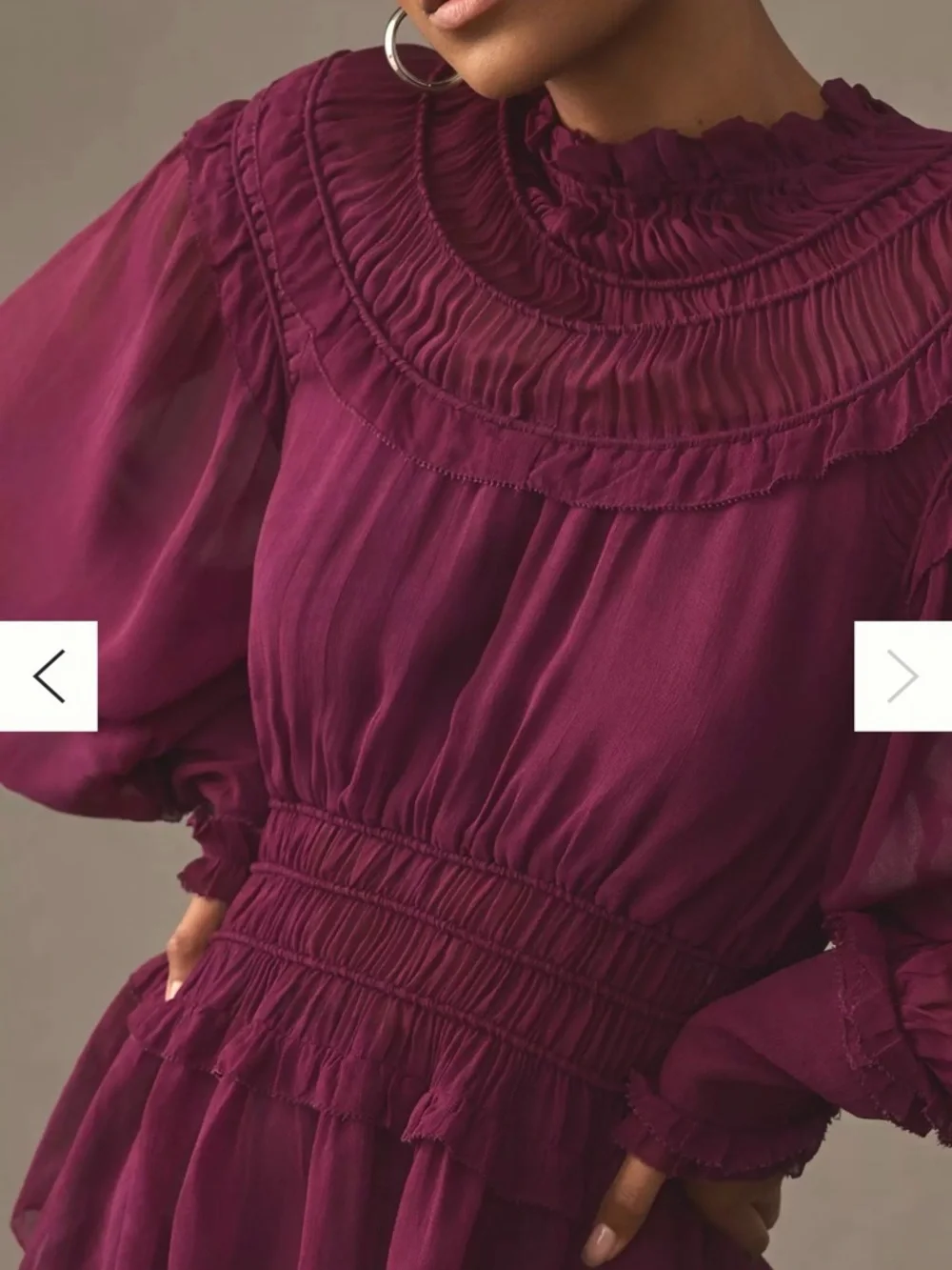FARM RIO Burgandy Ruffled Blouse - Picture 4 of 6